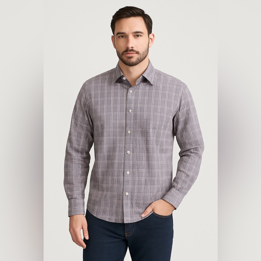 BLACK by Saks Fifth Avenue Men’s Plaid Button-Up Shirt - Size Large